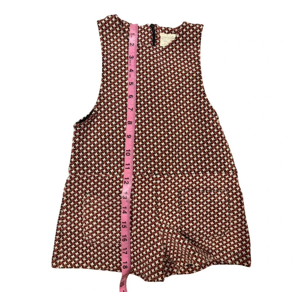 Zara Girls Romper Houndstooth Sleeveless Zip Back 4 Red Black Knit Jumpsuit